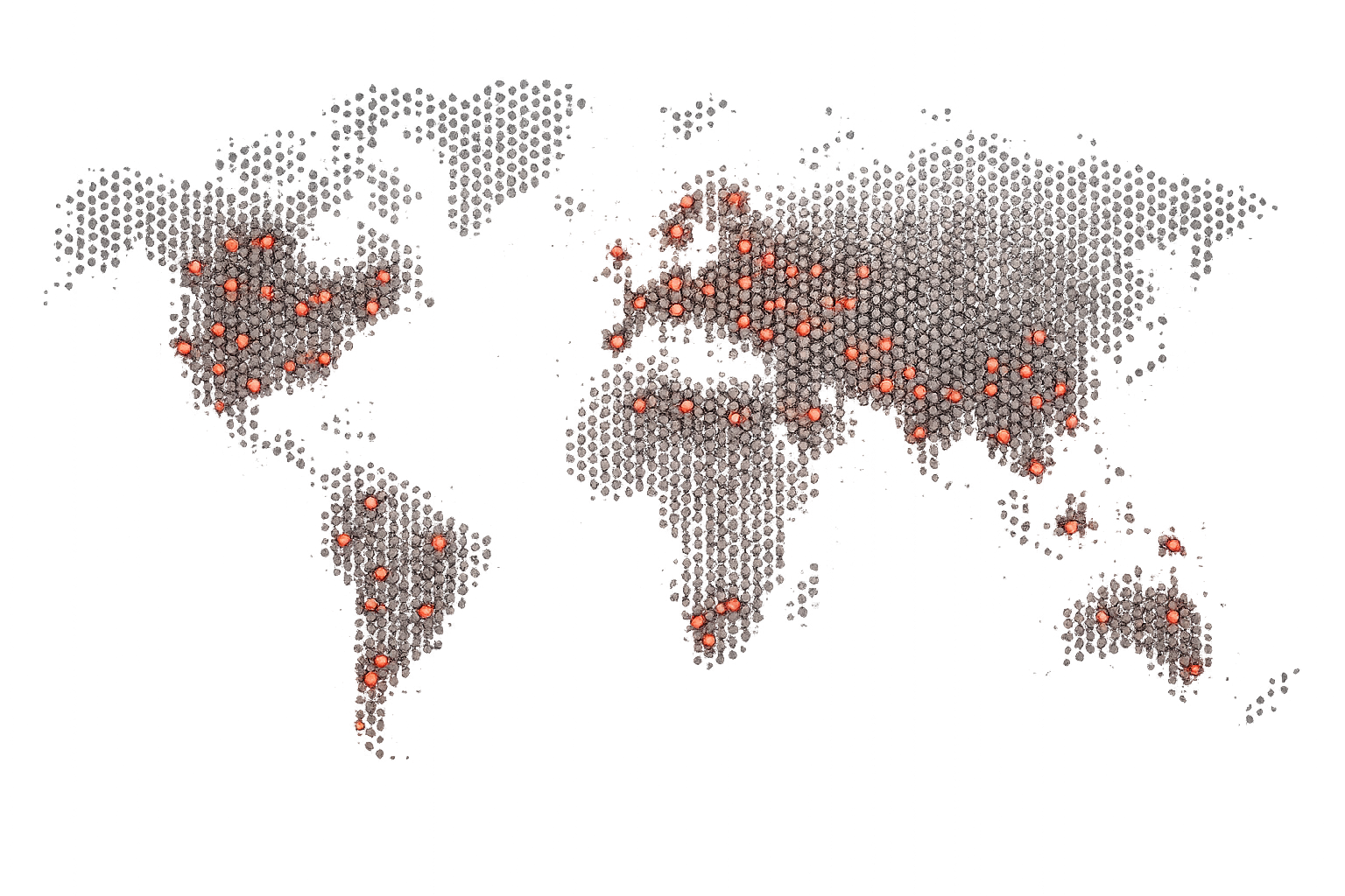 World map showing gym locations